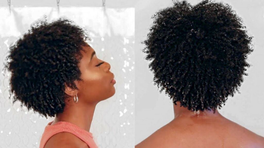 beautiful defined teeny weeny afro from a back and side angle