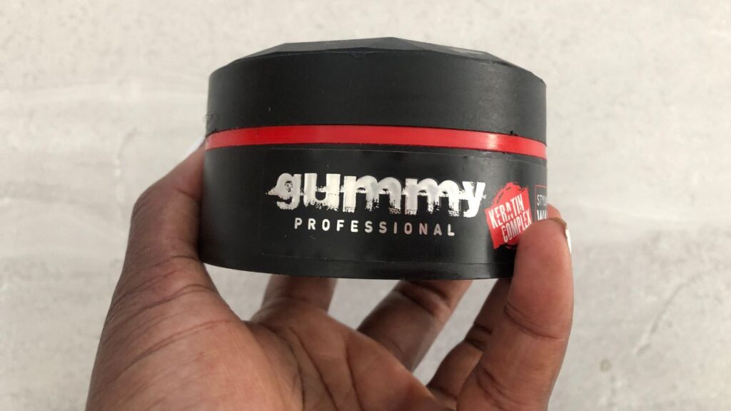 small tub of gummy hair styling wax