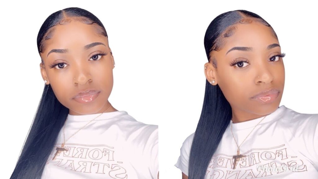 4c ponytail hairstyle_Sleek ponytail with straight weave