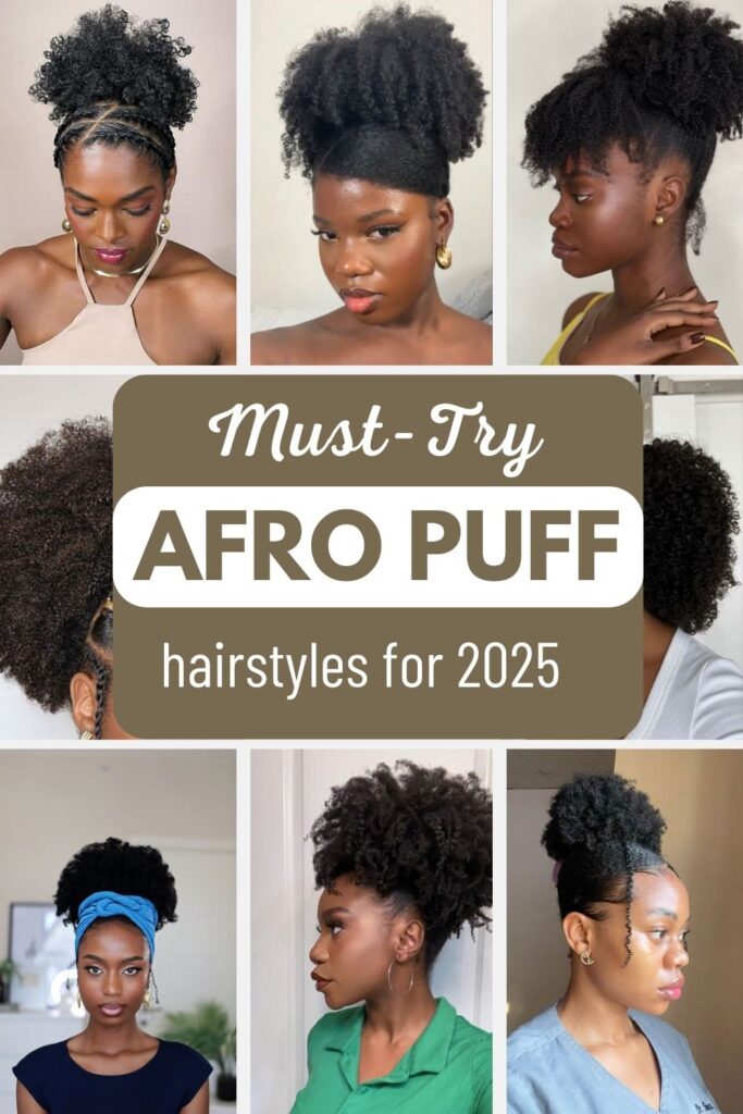 multiple small picture of black women with afro puffs