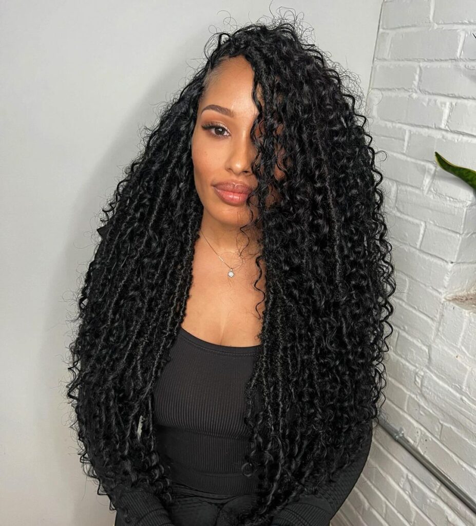 beautiful black woman with long black butterfly locs