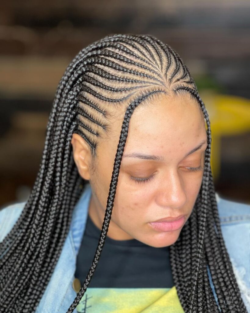 black woman with simple fulani braids