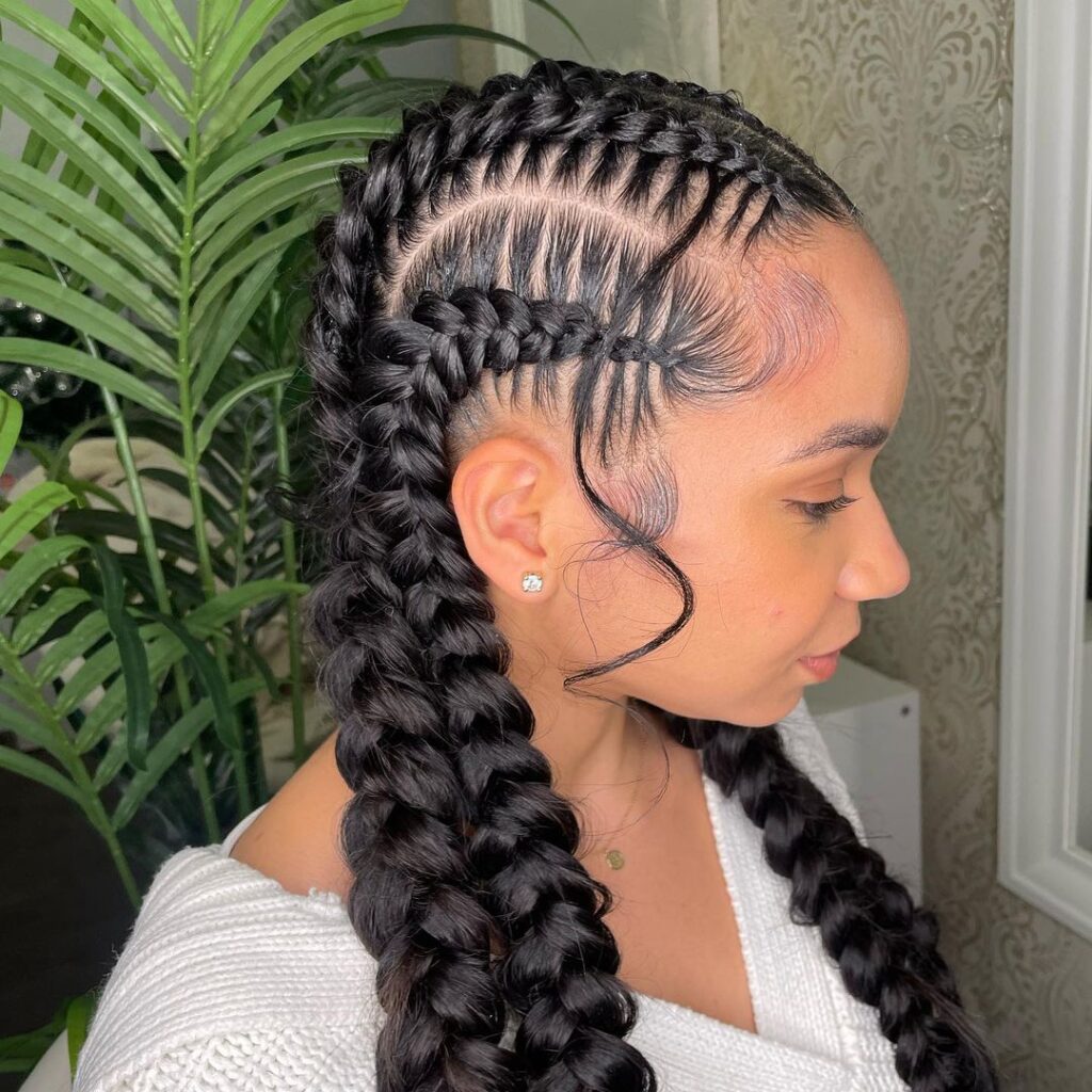 beautiful woman with thick butterfly cornrows