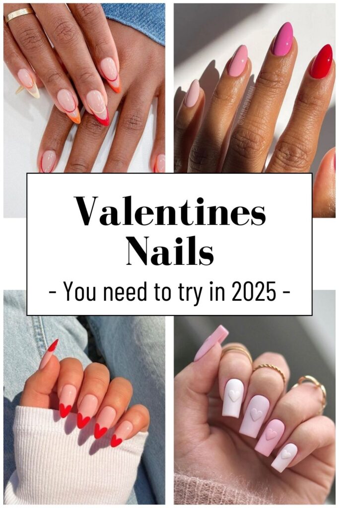 Grid of four valentine's nails